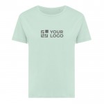 T-shirt pour femme en coton recyclé, slim fit, 160 g/m², Iqoniq couleur vert clair avec zone d'impression