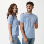 T-shirt unisexe en coton recyclé, slim fit, 160 g/m², Iqoniq couleur cyan troisième vue
