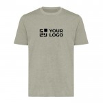 T-shirt unisexe en coton recyclé, slim fit, 160 g/m², Iqoniq couleur vert chiné avec zone d'impression