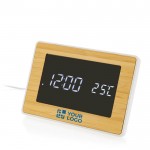 Horloge en bambou avec ABS et affichage LED avec zone d'impression