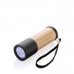 Lampe torche en bambou et plastique recyclé de 20m de portée couleur marron avec zone d'impression