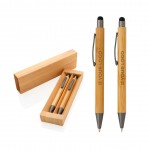 Coffret de stylos et crayons en bambou avec zone d'impression