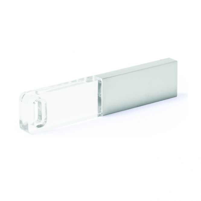 Clé USB en verre et métal avec LED de couleur