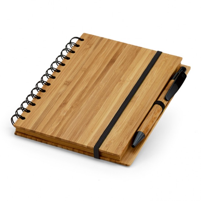 Carnet avec stylo et couverture en bambou A5 couleur ivoire