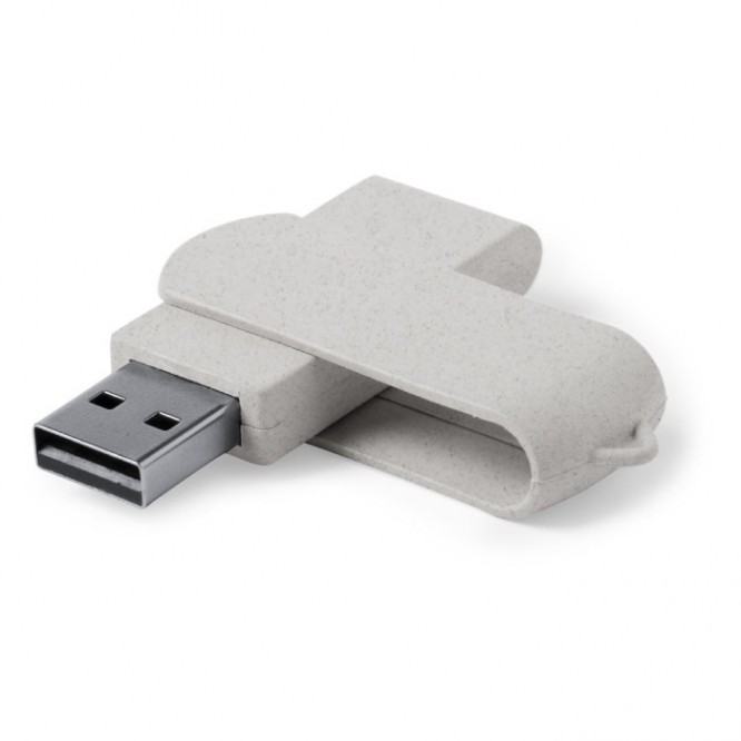 Clé USB pivotante en canne de blé couleur beige
