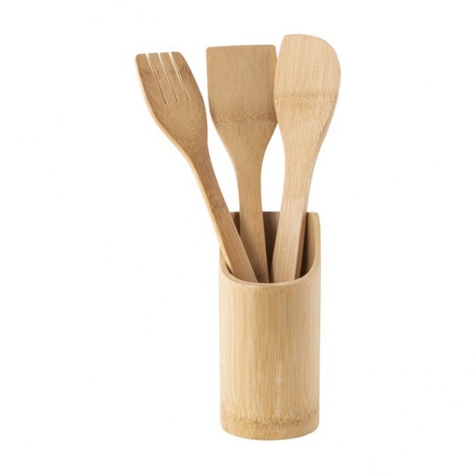 Fourchette, cuillère et spatule en bois