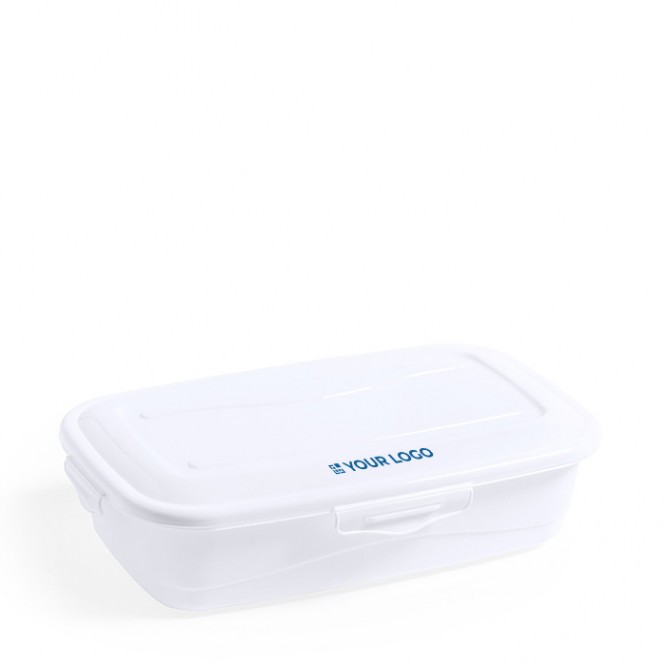 Grande boîte à repas personnalisée avec logo couleur blanc première vue