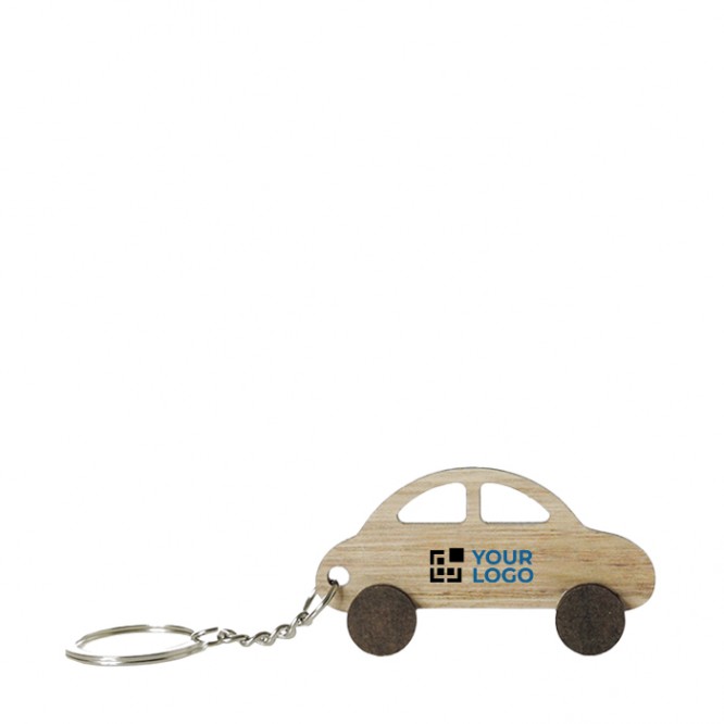 Porte-clés en bois en forme de voiture avec zone d'impression