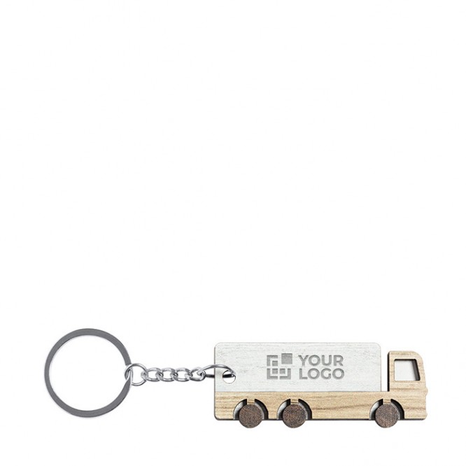 Porte-clés en bois en forme de camion avec zone d'impression