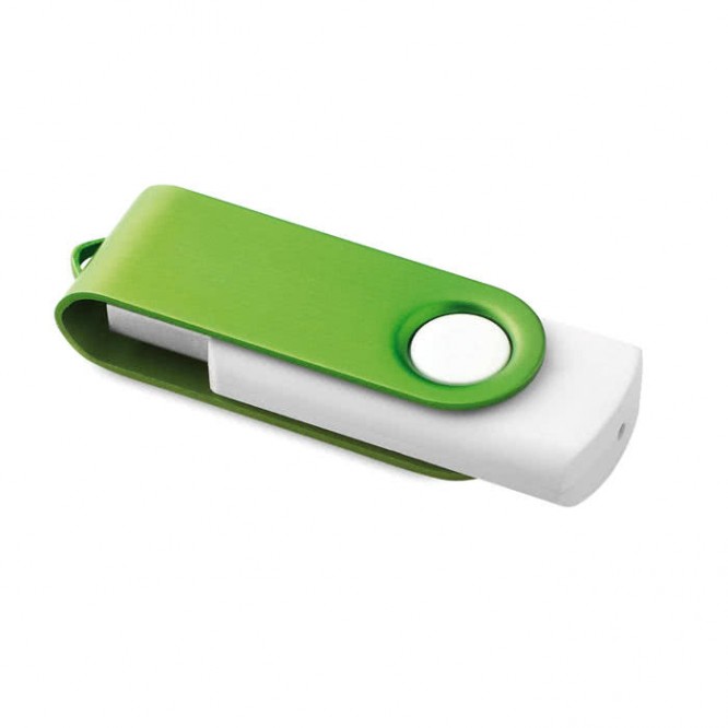 Clé USB de corps blanc et clip de couleur vert