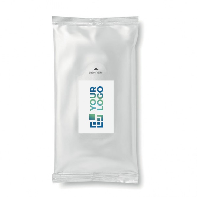 Paquet de 10 lingettes nettoyantes humides dans un sac à logo