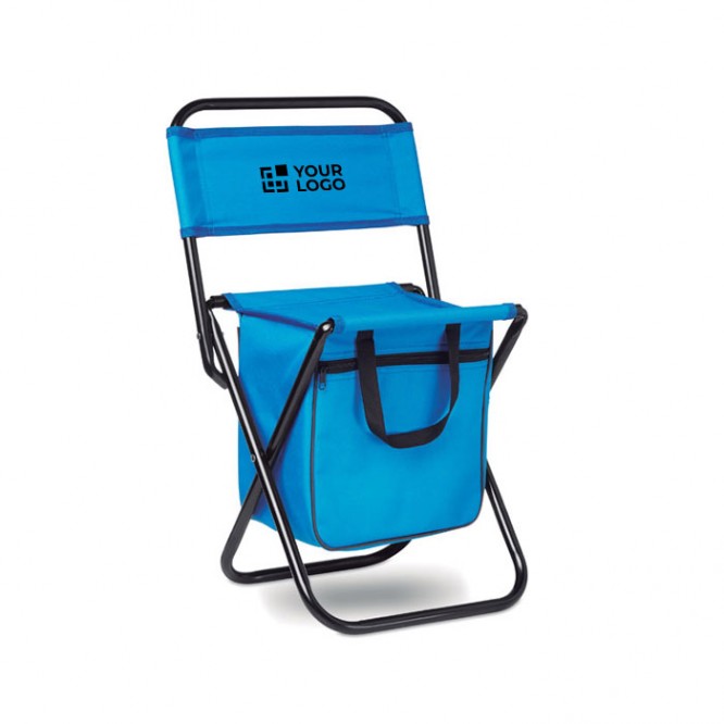 Chaise pliable publicitaire avec un frigo vue avec zone d'impression