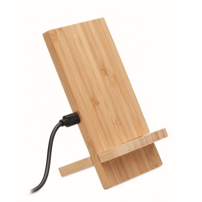 Support et chargeur en bambou couleur bois