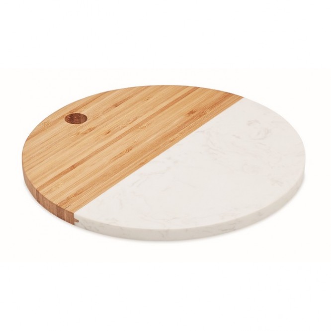 Planche circulaire en bambou et en marbre