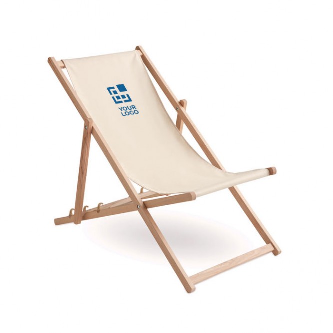 Chaises de plage personnalisées en bois vue avec zone d'impression