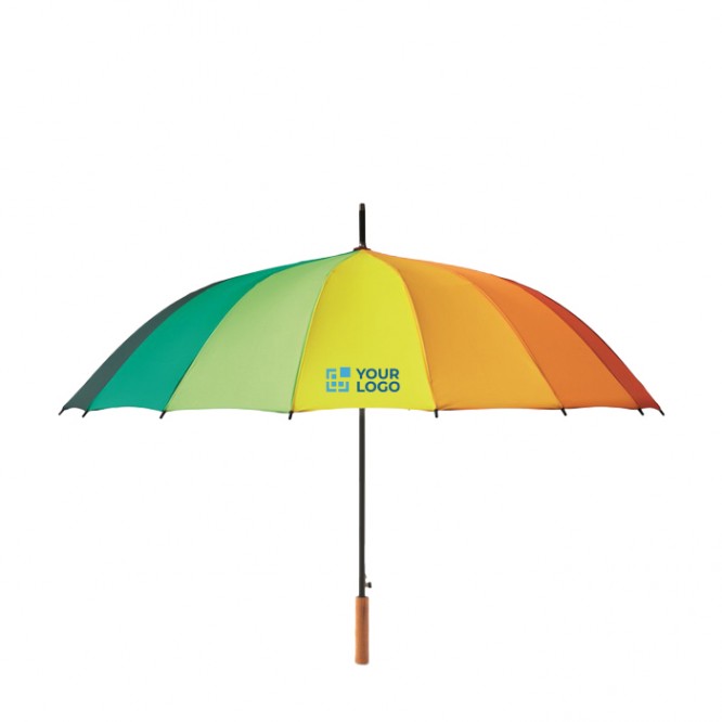 Grand parapluie publicitaire avec arc-en-ciel
