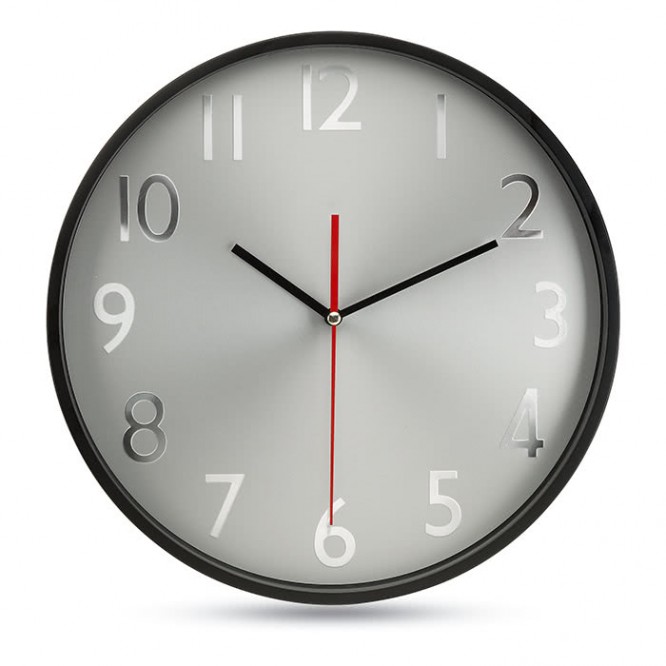 Horloge publicitaire avec cadran argenté