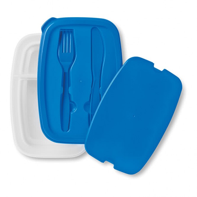Boîte à repas promotionnelle à deux compartiments couleur  bleu