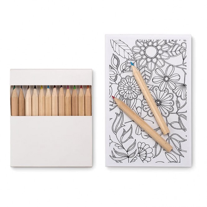 Ensemble de crayons de couleur publicitaires couleur  blanc