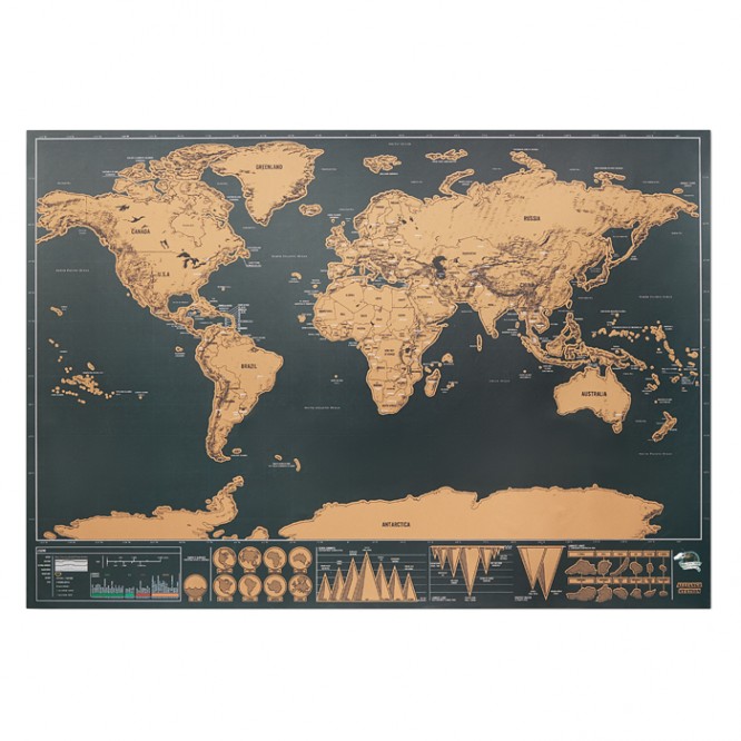 Carte du monde à gratter personnalisée couleur beige