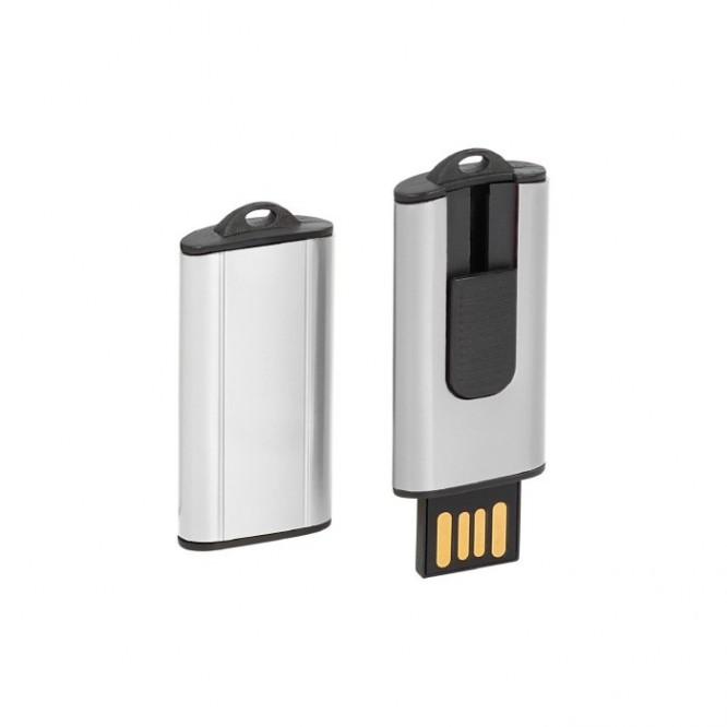 Clé USB personnalisée coulissante en couleurs argenté ouverte