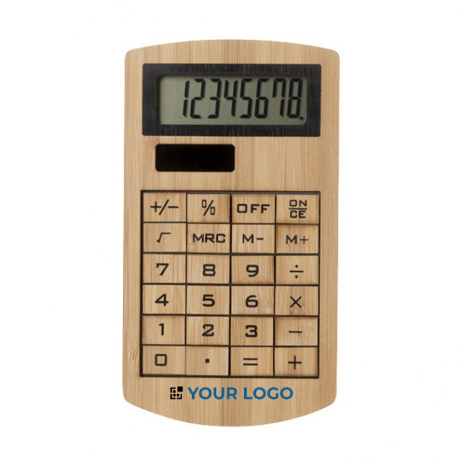 Calculatrice personnalisée solaire en bambou 