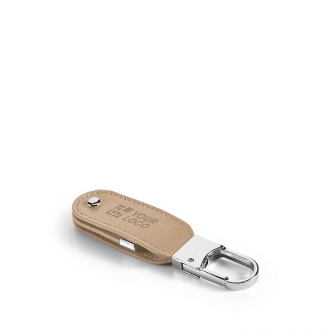 Porte-clés en cuir personnalisé avec clé USB couleur marron