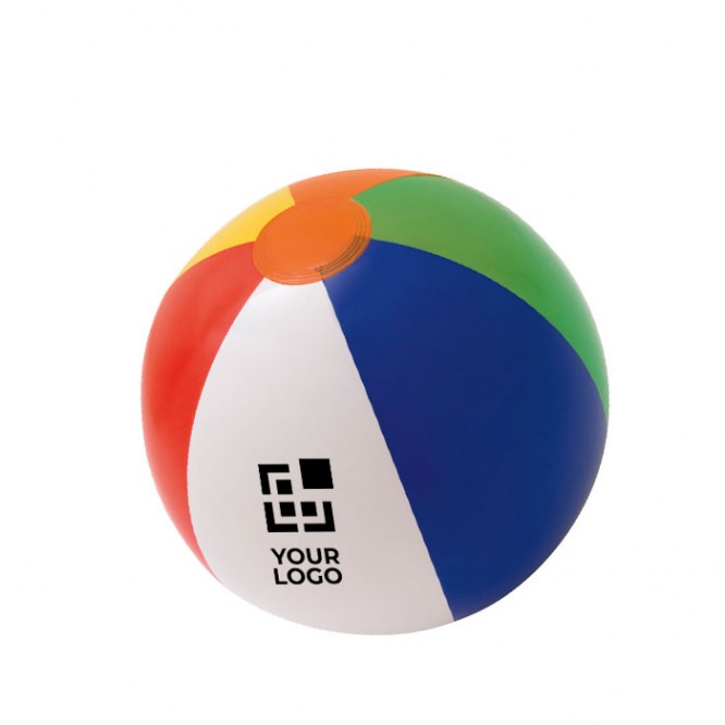 Ballons de plage personnalisés multicolore vue avec zone d'impression
