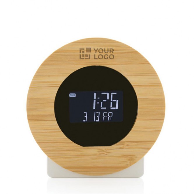 Horloge de bureau ronde en bambou