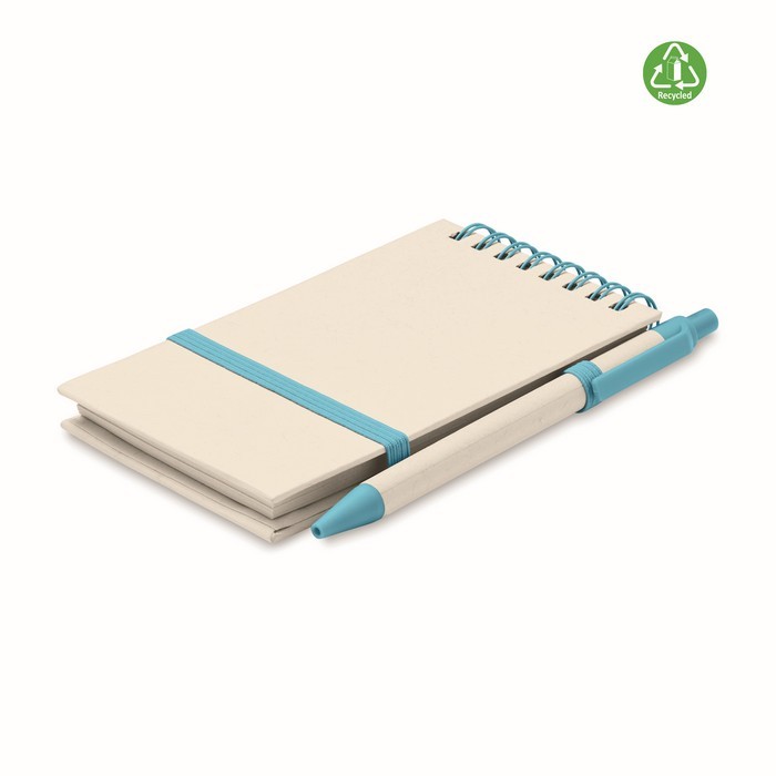 Bloc-note en papier recyclé, Cadeau d'entreprise, Bloc-notes personnalisé  b6 160 pages à spirales avec stylo