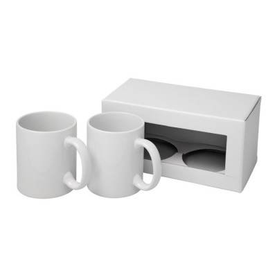 Lot de 2 mugs avec impression par sublimation couleur blanc