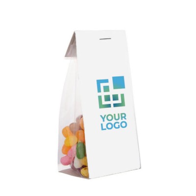 Sachet de Jelly Beans avec carton imprimé 100g couleur transparent
