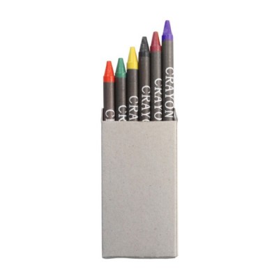 Boîte en carton avec six crayons de couleur