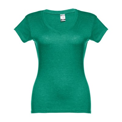 T-shirt floqué avec col V pour femme 150 g/m2 couleur argenté mat première vue
