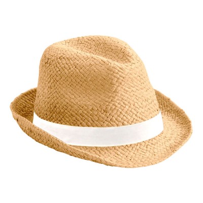 Chapeau fabriqué en paille papier couleur blanc première vue
