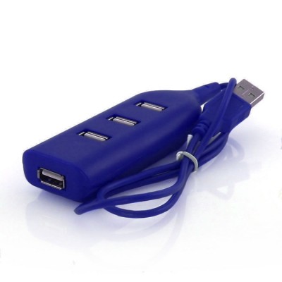 Hub USB avec logo au design minimaliste couleur bleu première vue