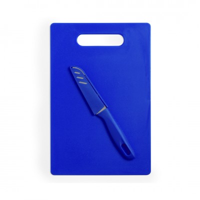 Set avec planche à découper et couteau couleur bleu