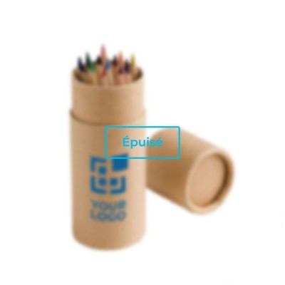 Cylindre en carton avec 12 crayons personnalisé épuisé