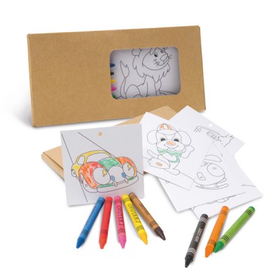 Boîte avec des feuilles de dessins à colorier