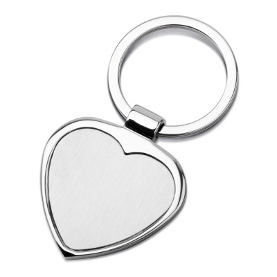 Porte-clés métallique en forme de cœur couleur argenté mat