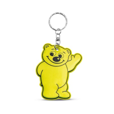 Porte-clé réfléchissant en forme d'ours couleur jaune