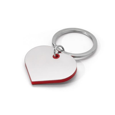 Porte-clé en métal en forme de cœur couleur rouge