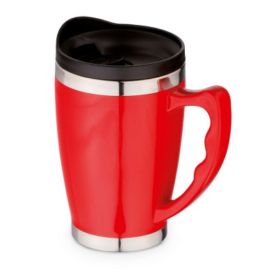 Mug de voyage avec couvercle de 450 ml couleur rouge