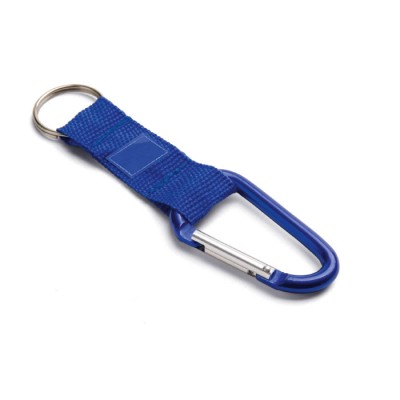 Porte-clés publicitaire avec mousqueton couleur bleu