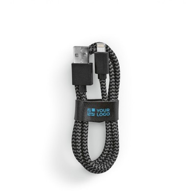 Câble de charge de 1m en RPET, connecteur USB-A et Lightning