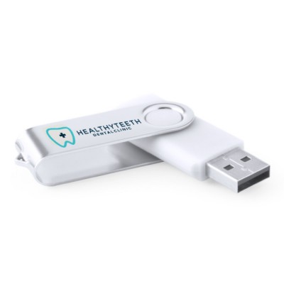 Clé USB pivotante avec agent antibactérien couleur blanc