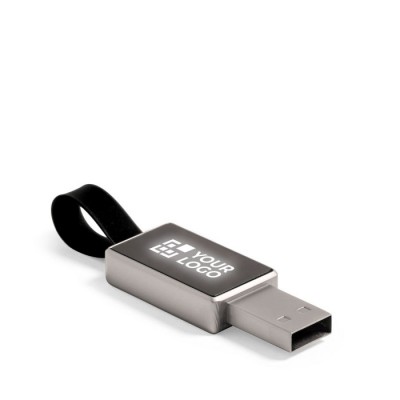 Clé USB en métal avec logo lumineux et sangle