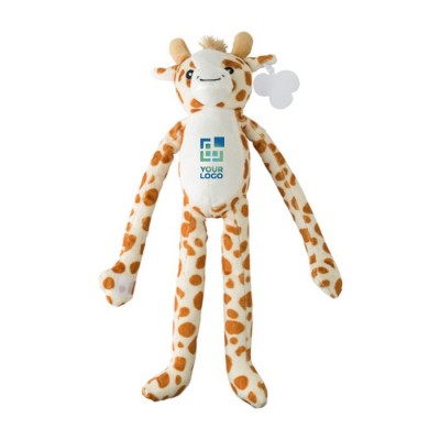 Girafe en peluche à mains velcro, étiquette personnalisable