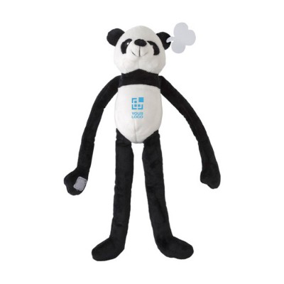 Panda en peluche avec mains velcro et logo sur étiquette