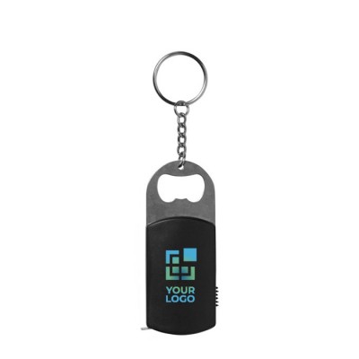 Porte-clés en métal décapsuleur avec LED et mètre ruban 1M